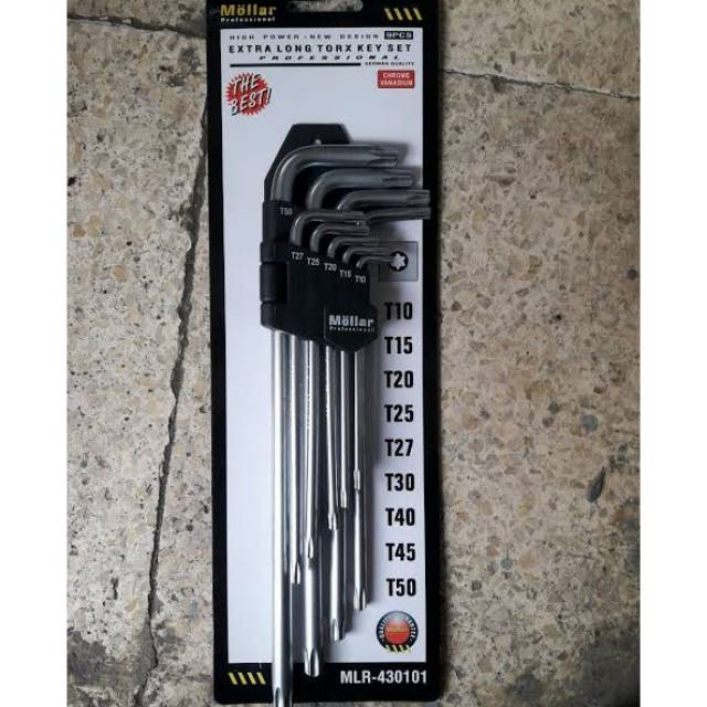 Kunci L Panjang Set Bintang CVT Treker 9pcs 9 pcs - MOLLAR Long Torx Key