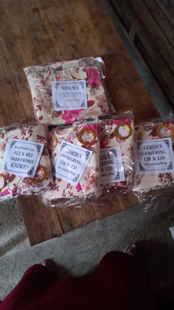 Terlaris Grosir Gorden Smokering Homemade Motif Brown Flower Ukuran 120x220
