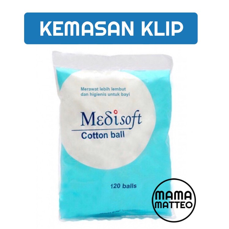 MEDISOFT COTTON BALLS / KAPAS BULAT Bayi Bulet 75gram biru isi 120pc Bandung