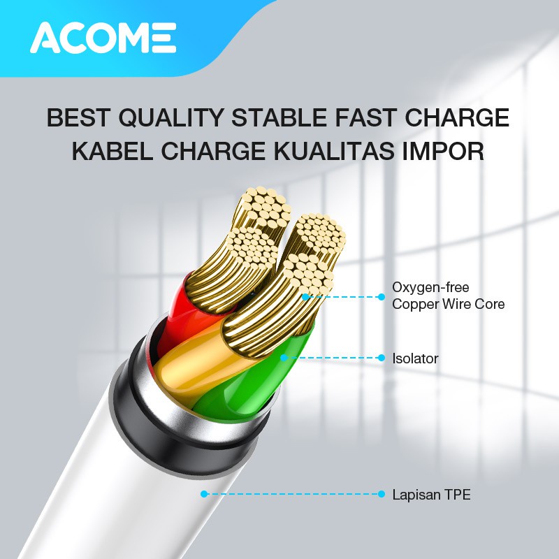 ACOME Kabel Self Winding Magnetic Fast Charging 2.4A Garansi Resmi 1 Tahun ATM010 – Micro USB