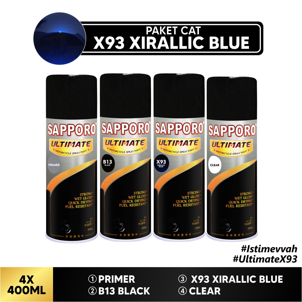 Paket Cat X93 Xirallic Blue / Sapporo Ultimate / Cat Spray Semprot Aerosol Terbaik