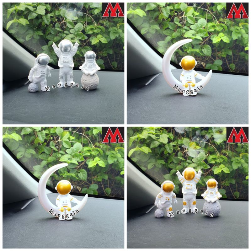 Pajangan Hiasan Patung Figure Figurin Mainan Dashboard Mobil Kue Cake Topper Astronot Bulan