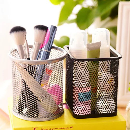 BRGUNIK Tempat Pulpen Alat Tulis Besi Jaring Pen Holder Meja Desk Organizer Kotak Pensil R010