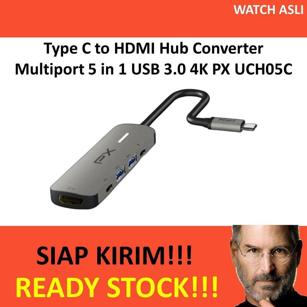 Type C to HDMI Hub Converter Multiport 5 in 1 USB 3.0 4K PX UCH05C