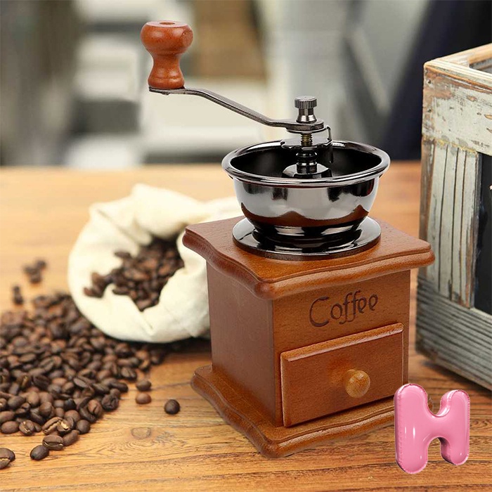 Jual Penggiling Kopi Manual Mini Hand Coffee Grinder Maker Design Retro Kayu Classic High 1447