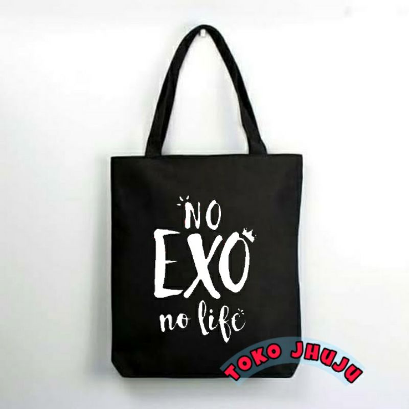 Totebag EXO No Exo No Life // Tote bag Zipper Kpop // Tas Sleting