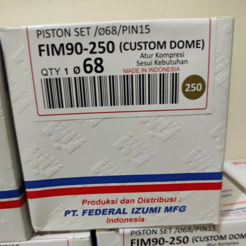 Piston Kit FIM FIM90 Custome Dome Mentahan 65.5 66 66.5 67 67.5 68 Pin 15 GL Megapro Tiger CBR Mio-68
