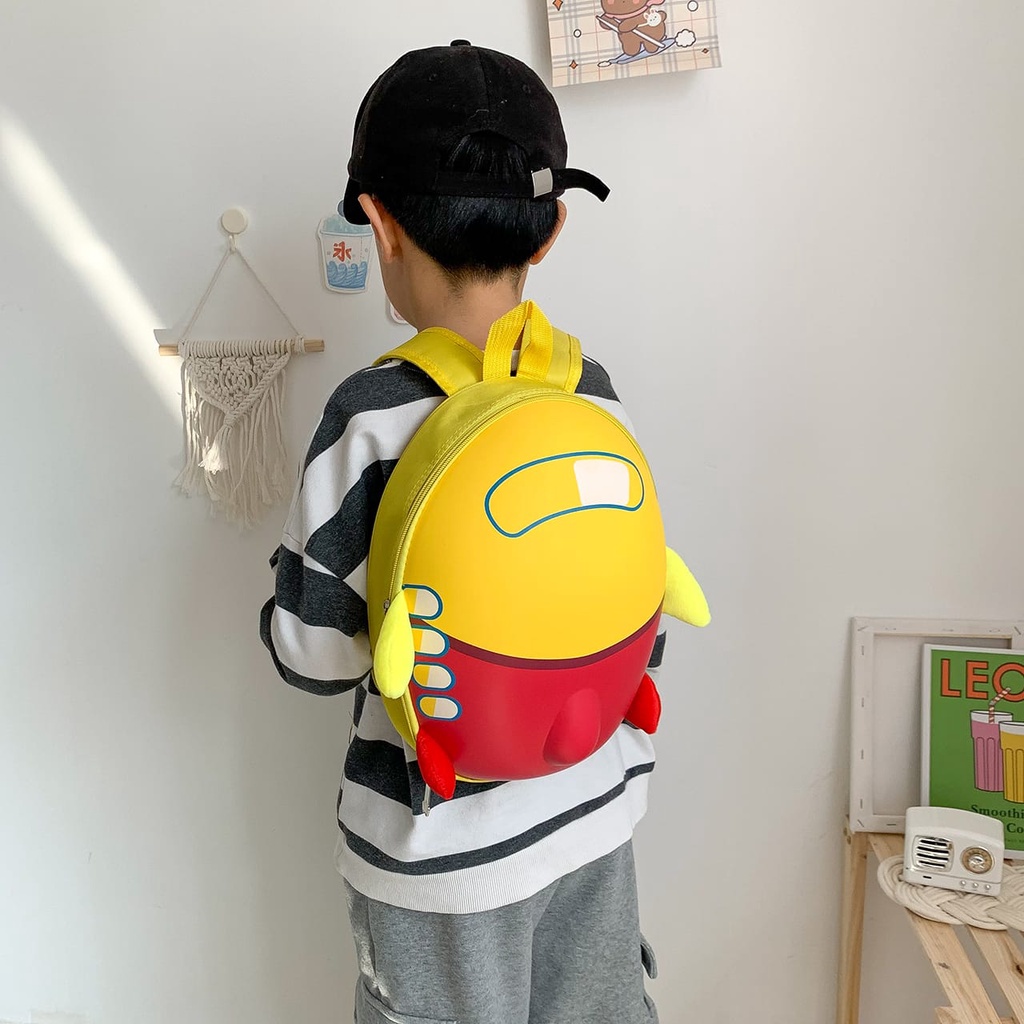 [JUALSEMUA18]Tas Ransel Backpack  Anak Sekolah PAUD TK Roket Telur Lucu Import