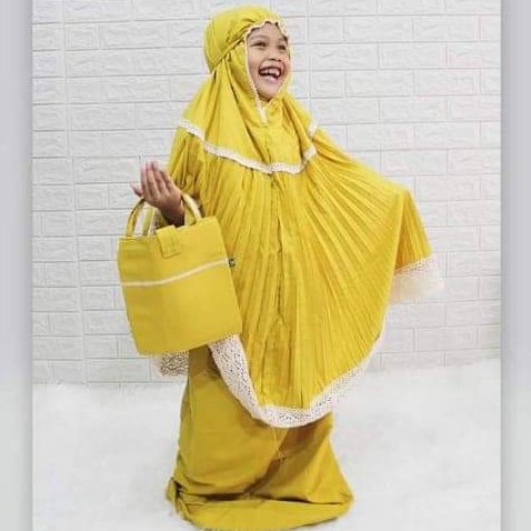 MUKENAH PLISKET ANAK/MUKENAH TERNYAMAN/ MUKENAH UMUR 3-7 TAHUN/MUKENAH KEKINIAN/COD/MUKENAH RENDA/Mu