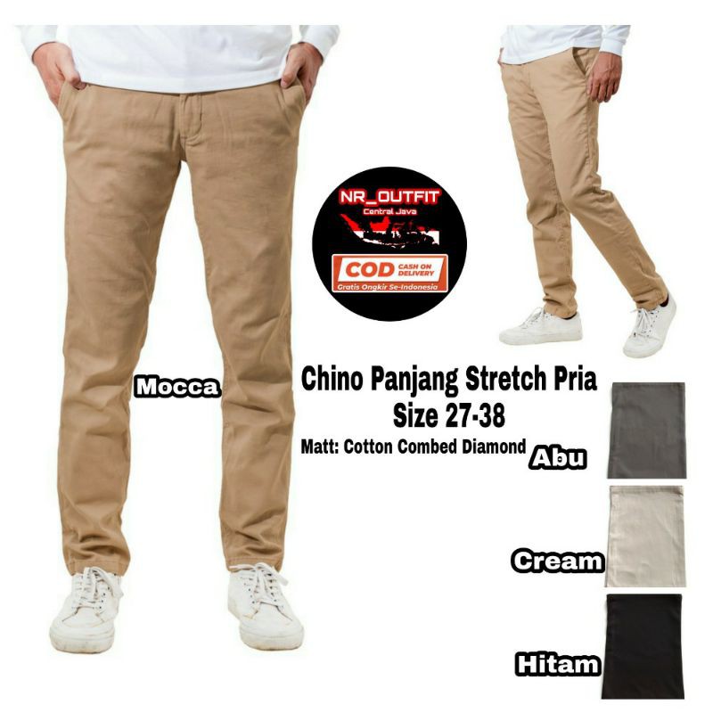 Celana Chino Panjang Pria Premium Cinos Cowok Chinos Big Size GR/NV 27-38 NR_Outfit Official COD