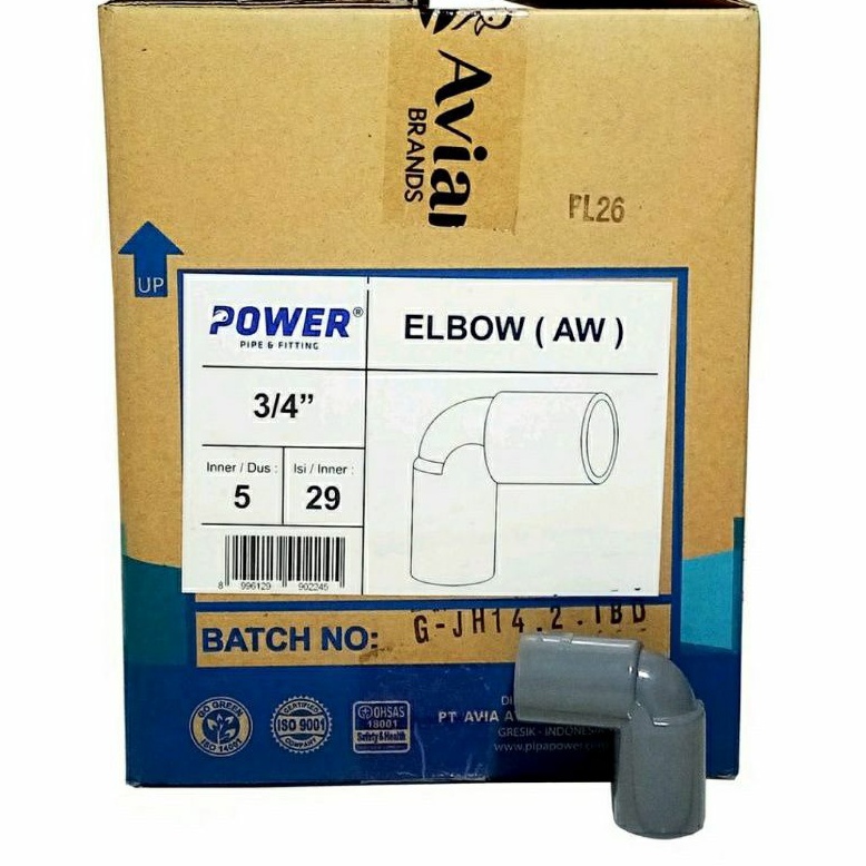 Elbow Knee 3/4” Inch AW Power Sambungan Pipa PVC