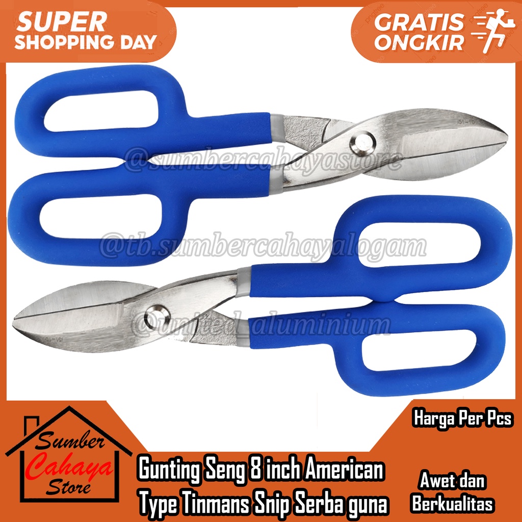 Gunting Seng 8" In Inci Inchi inch American Type Tipe Tinmans Snip Serba guna Seng Kawat Hollow Holo