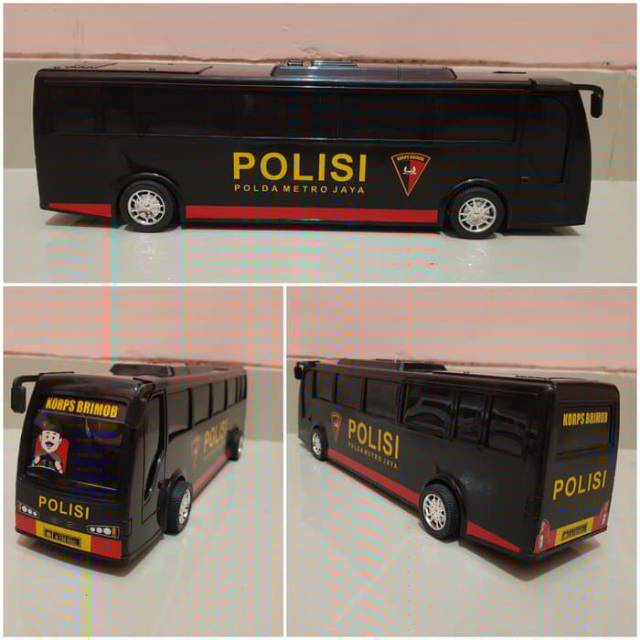 MAINAN MOBIL BUS POLISI - MINIATUR BIS BRIMOB DORONG ANAK