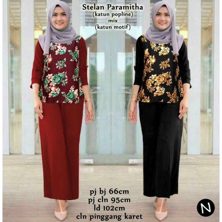 setelan celana panjang/baju kantor/baju muslim modern/kulot/katun | fika