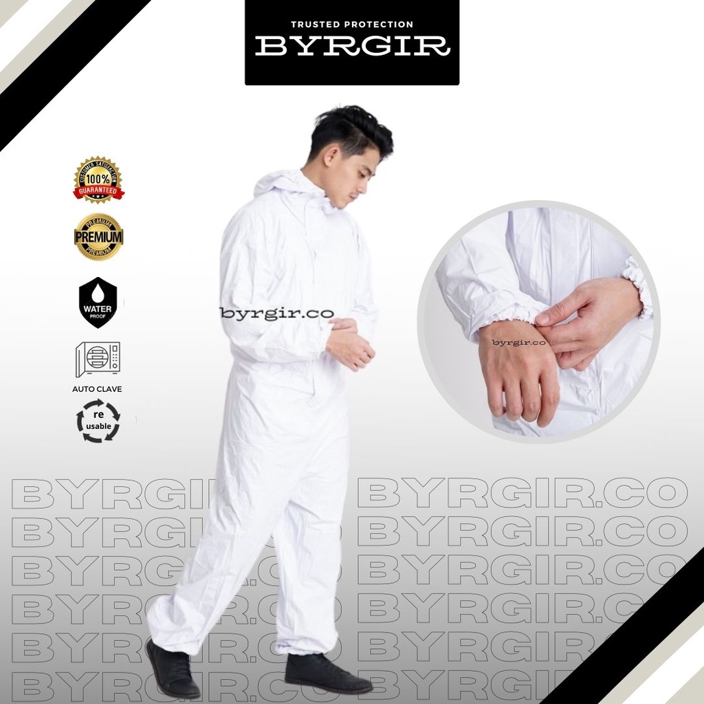 BYRGIR Reusable Coverall Hazmat Suit Baju Jubah APD Anti Virus Medis Bisa Dicuci PVC Izin Kemenkes