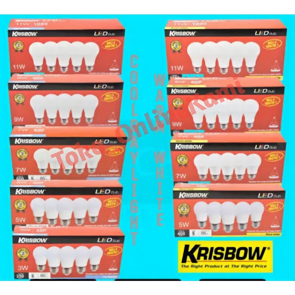 KRISBOW BOHLAM LAMPU LED 5PCS 3, 5, 7, 9, 11 WATT/LAMPU PLAFON/ LAMPU LED HEMAT ENERGI