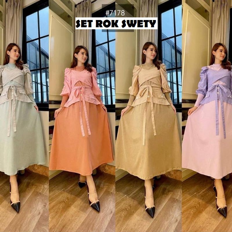 SET ROK SWETY // SUEDE RAJUT MIX KATUN KOTAK