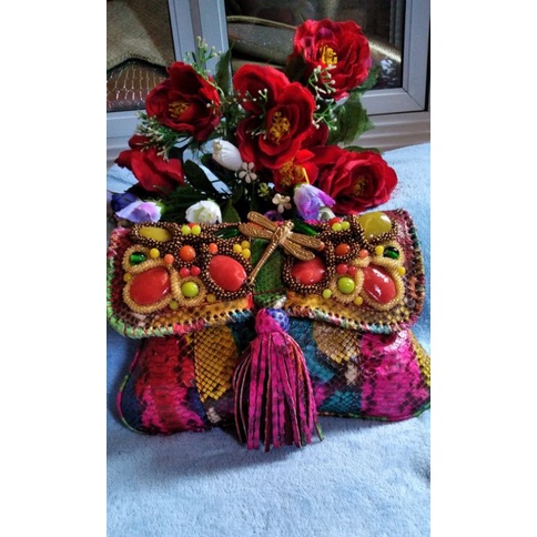 Tas pesta/Tas phyton/Clutch phyton Asli kulit ular