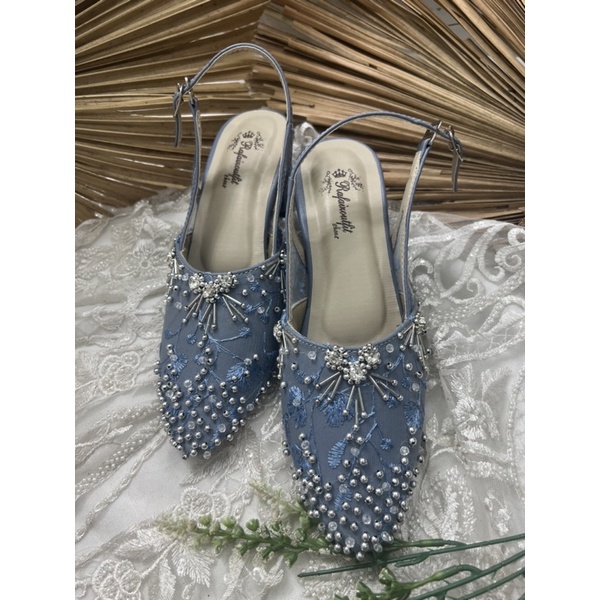 sepatu wanita wedding rullne iceblue 5cm tahu