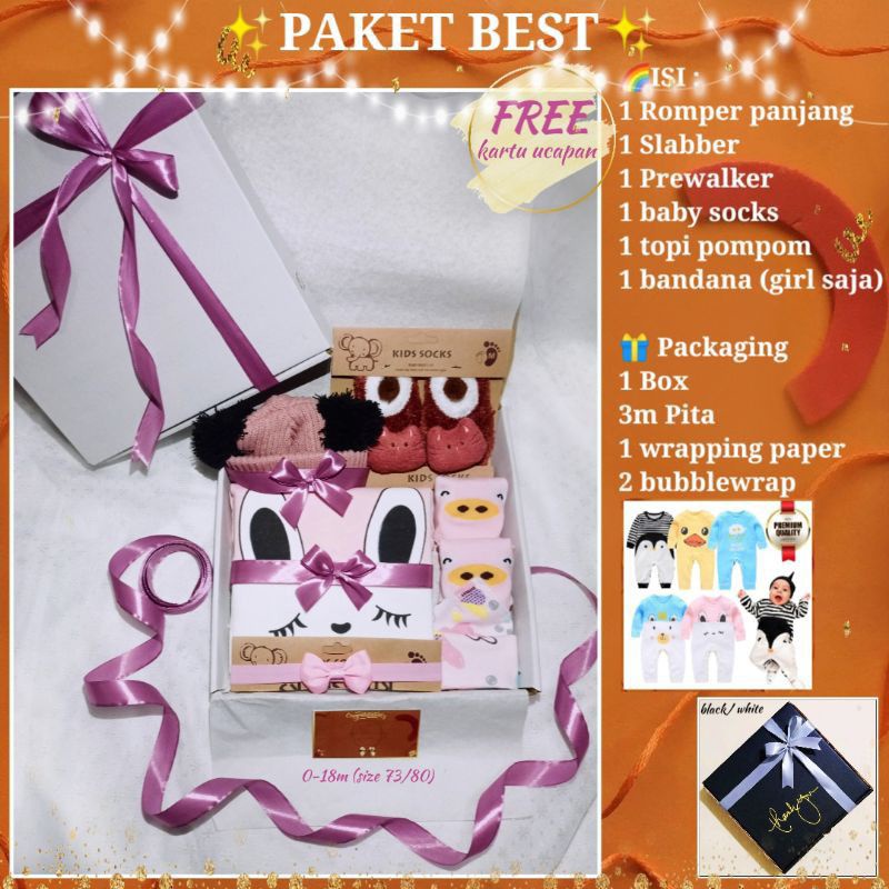 KADO BAYI GIFT SET BABY hampers baju box perempuan laki parsel lahiran kembar BTM bajutasmurahku-🔴Paket BEST