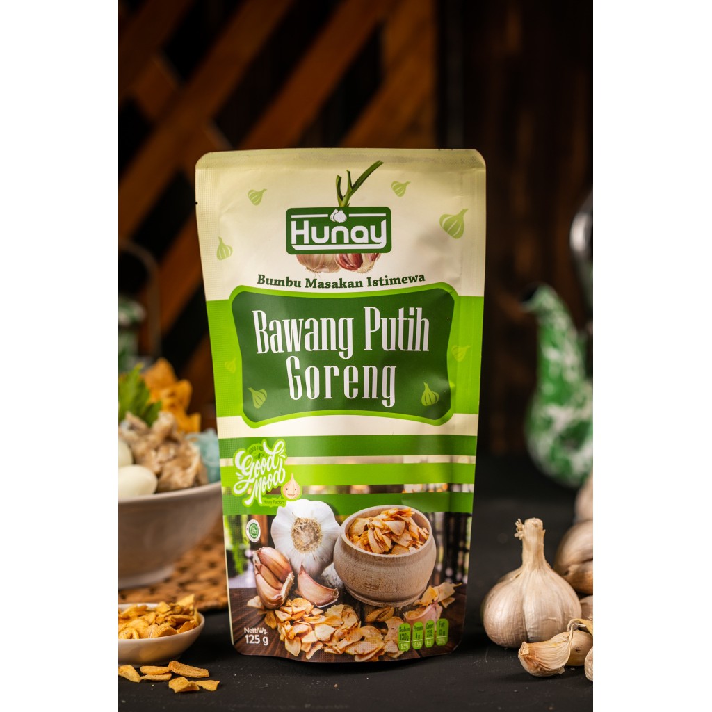 

Bawang putih goreng Hunay Pouch 125 gram | 100% tanpa bahan pengawet, kualitas premium dan Halal