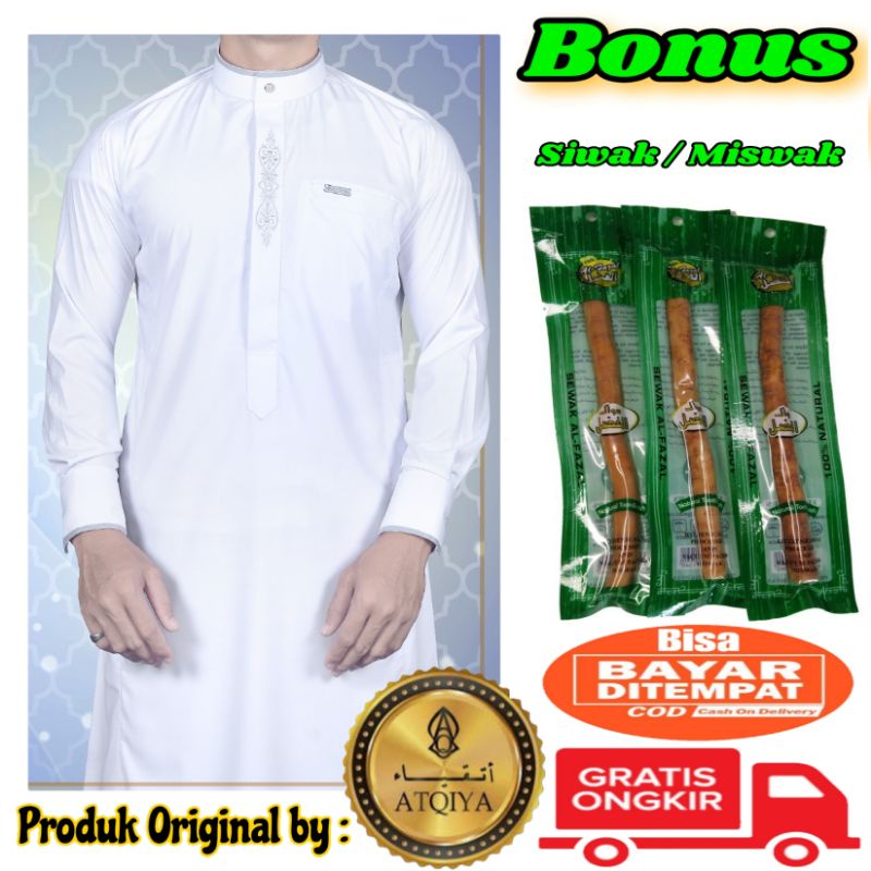 Gamis ATQIYA EXCLUSIVE motif Rabbani Lis /Gamis Laki / Jubah Modern kekinian/Slim /Muslim