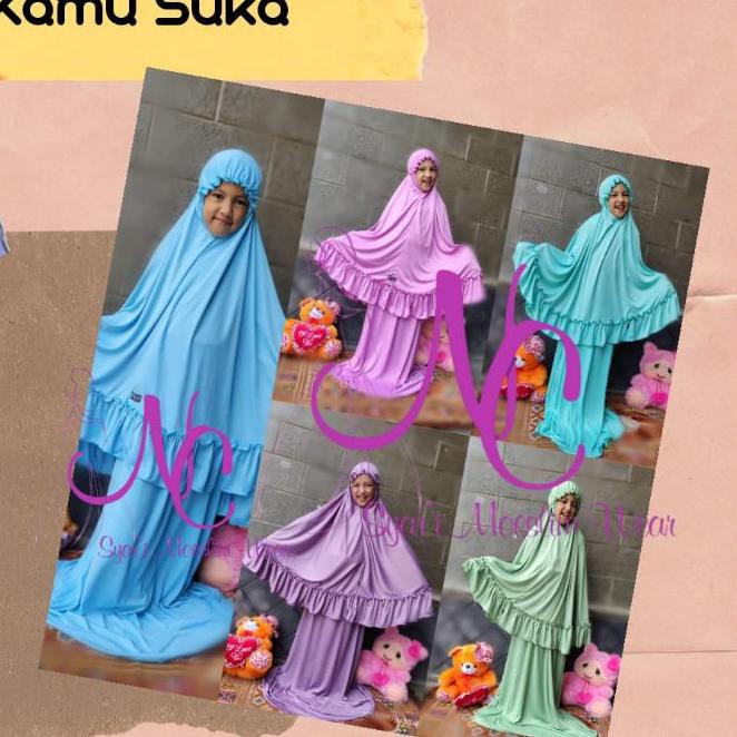 ► Mukena Anak Sd Polos Rempel Mukenah Anak Bahan Kaos Jersey Tebal Usia 7-10 tahun Adem Murah Terbar