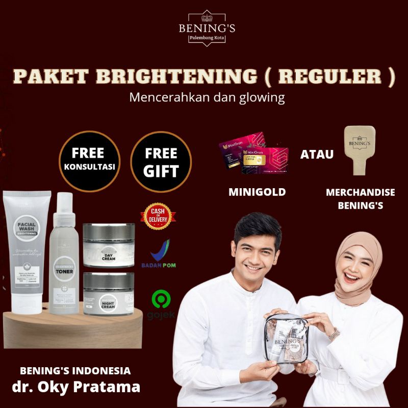 BENINGS SKINCARE by DR.OKY PRATAMA / PAKET BRIGHTENING/FREE MINI GOLD/MARCHANDISE BENING'S-PAKET REGULER