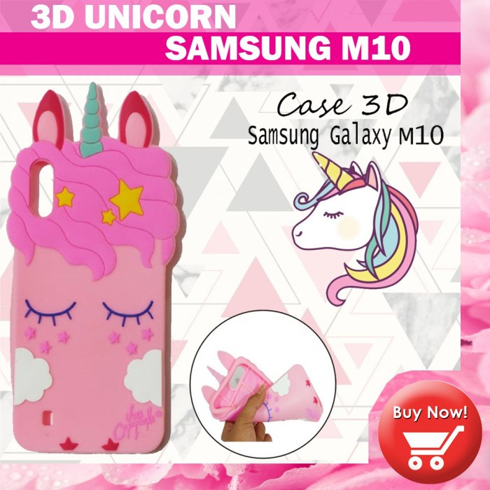 Case Silicone 3D Samsung Galaxy M10 Karakter Lucu Unicorn Sleep Softcase / Casing 4D Kuda Poni