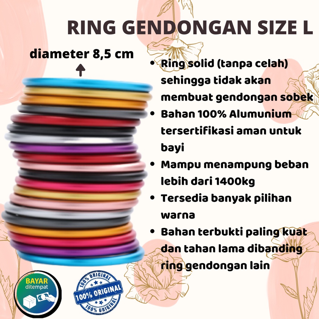 RING GENDONGAN ALUMUNIUM SIZE L SOLID RING TANPA CELAH BUKAN CUDDLE ME