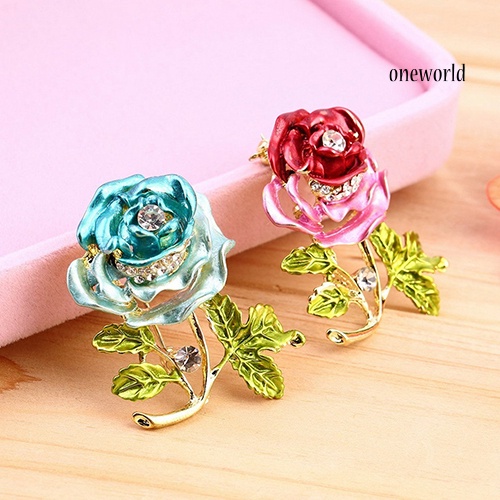 OW@ Fashion Womens Rhinestone Rose Flower Brooch Pin Wedding Party Jewelry Gifts