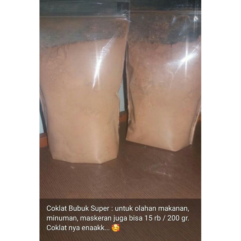 

Coklat Bubuk Murni kwalitas Premium/Pure Cocoa Powder 200 gr
