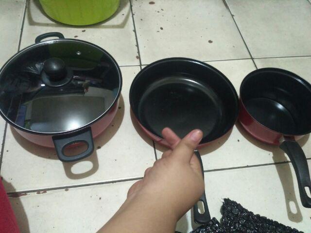 Panci Set 3 In 1 Anti Lengket / Panci Dan Wajan Penggorengan / High Quality / Cod