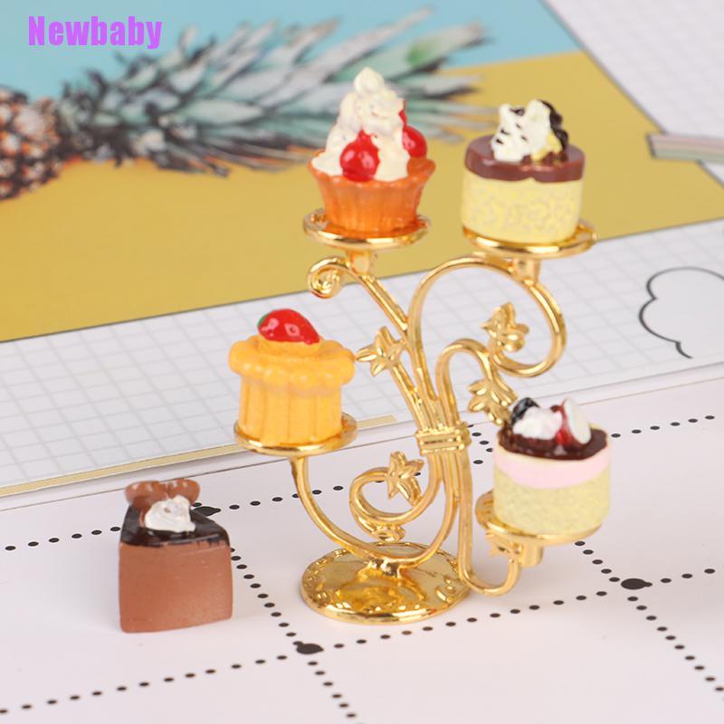 (Newbaby) Miniatur Stand Kue / Buah Skala 1: 12 Untuk Dekorasi Dapur Rumah Boneka Diy