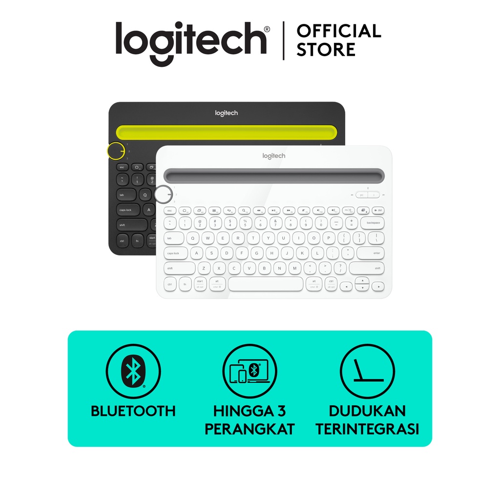 Logitech K480 Keyboard Wireless Bluetooth Portable Multi-Device untuk Windows, Mac, Android, iOS