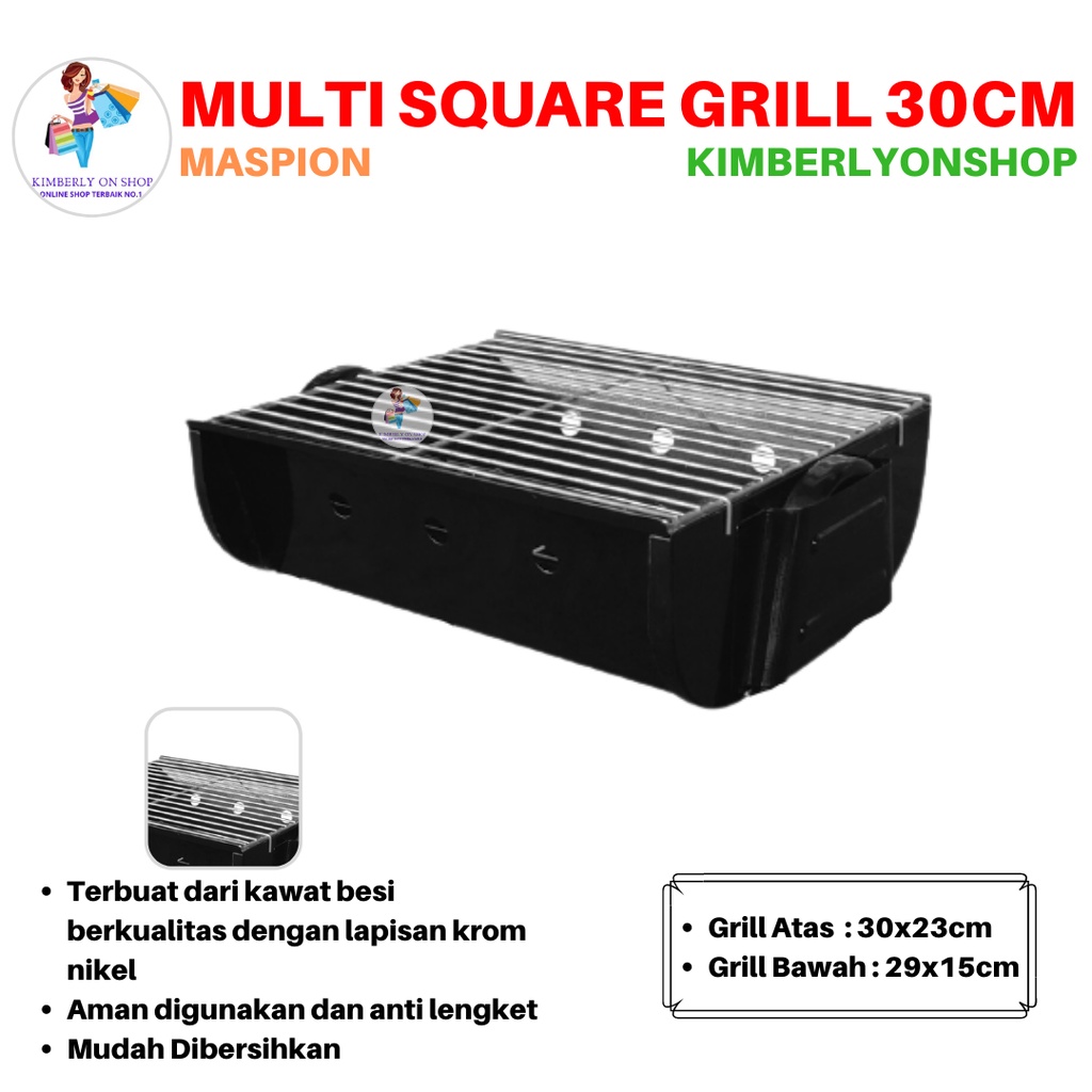 Alat Bakar BBQ Panggangan Portable Multi Square Grill 30 cm Maspion