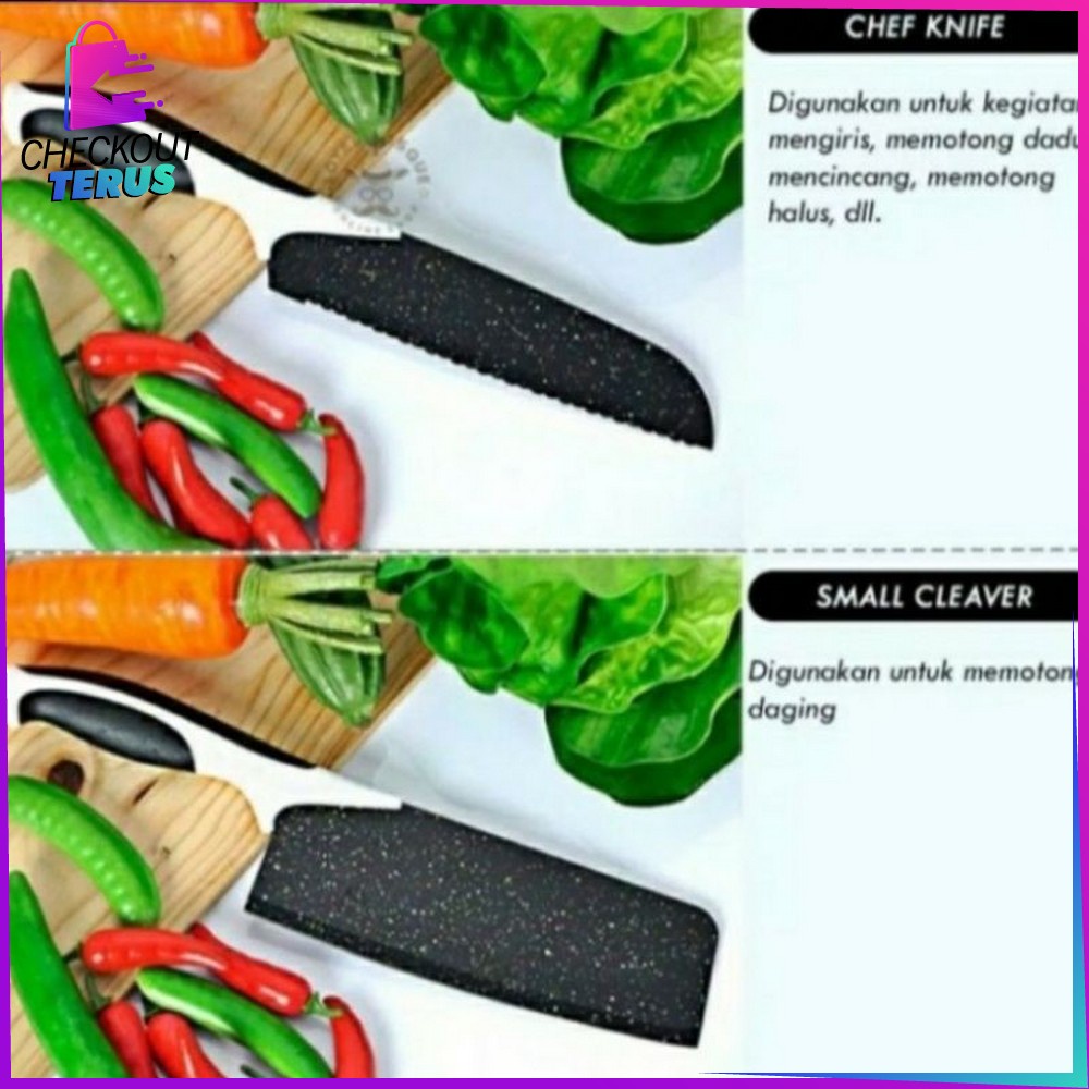 CT C443 Pisau Dapur Set 5in1 Multifungsi Pengupas Buah Dan Sayur Kitchen Knife Set Ceramik Peeler Serbaguna