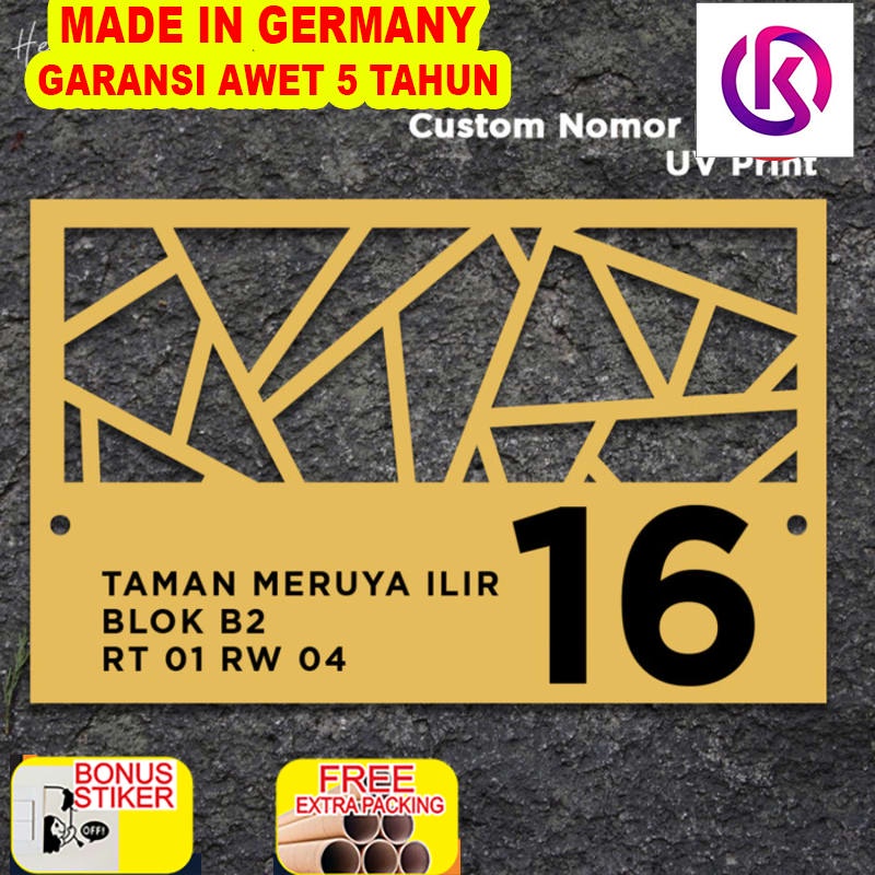 

Terlaris NOMOR RUMAH KUNING ZIGZAG 32x20 MODERN / NOMOR RUMAH ACRYLIC UV PRINT