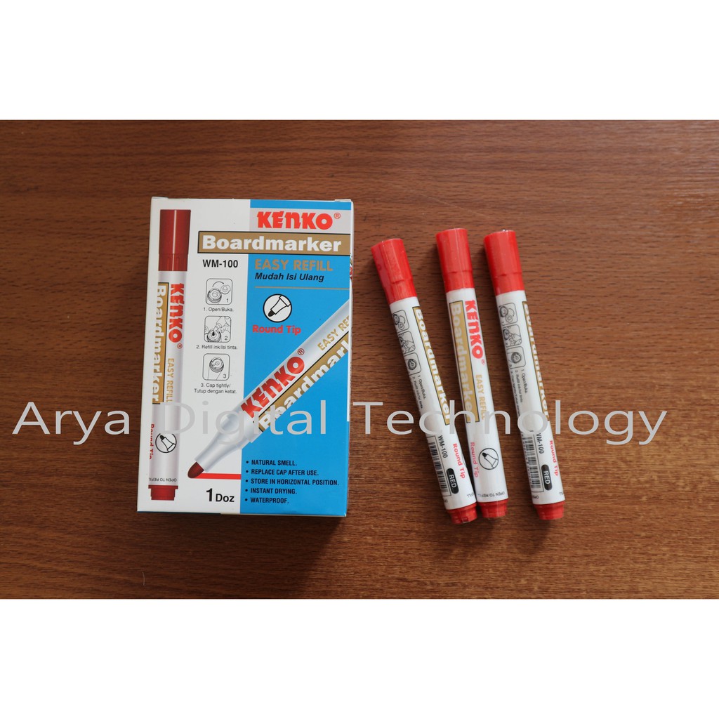 

Spidol Papan Tulis Whiteboard Boardmarker Kenko WM 100 Merah Non Permanent Murah