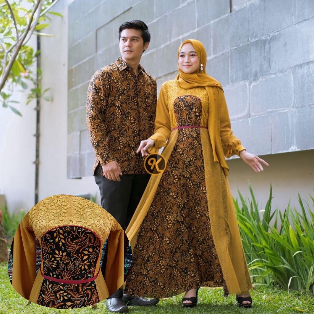 [REALPICT] SET COUPLE ARUMI MAXY//GAMIS MODERN KOMBINASI BROKAT BATIK MODEL KEKINIAN//REALPICT BY AISYAHNAJWA.BUSANA