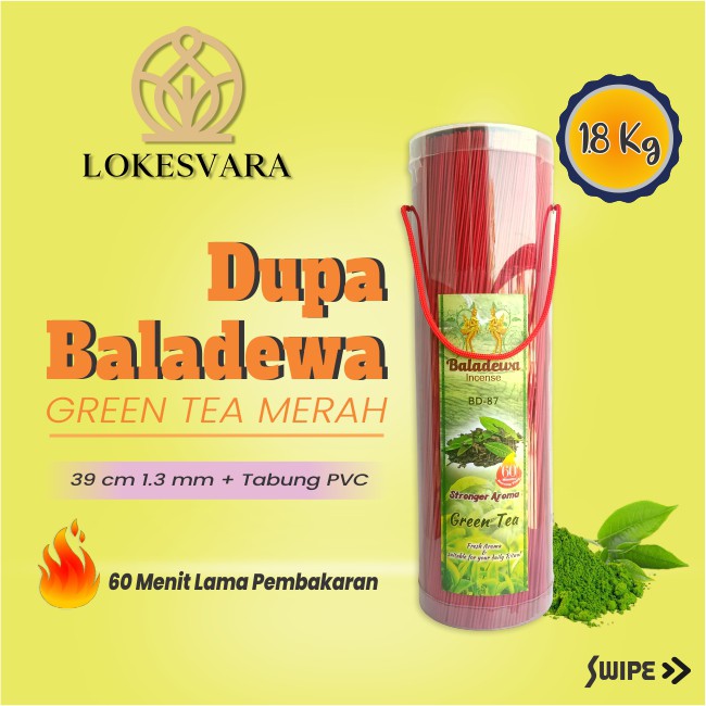 Dupa Hio Wangi Harum Baladewa 39 cm Green Tea Merah + Tabung PVC