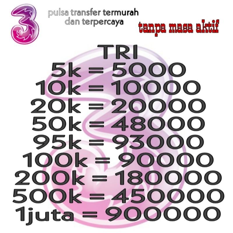 PULSA TRANSFER TRI TERMURAH TERPERCAYA