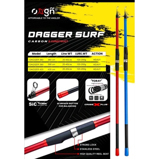 joran surf oxigen dagger surf ringan dan kaku