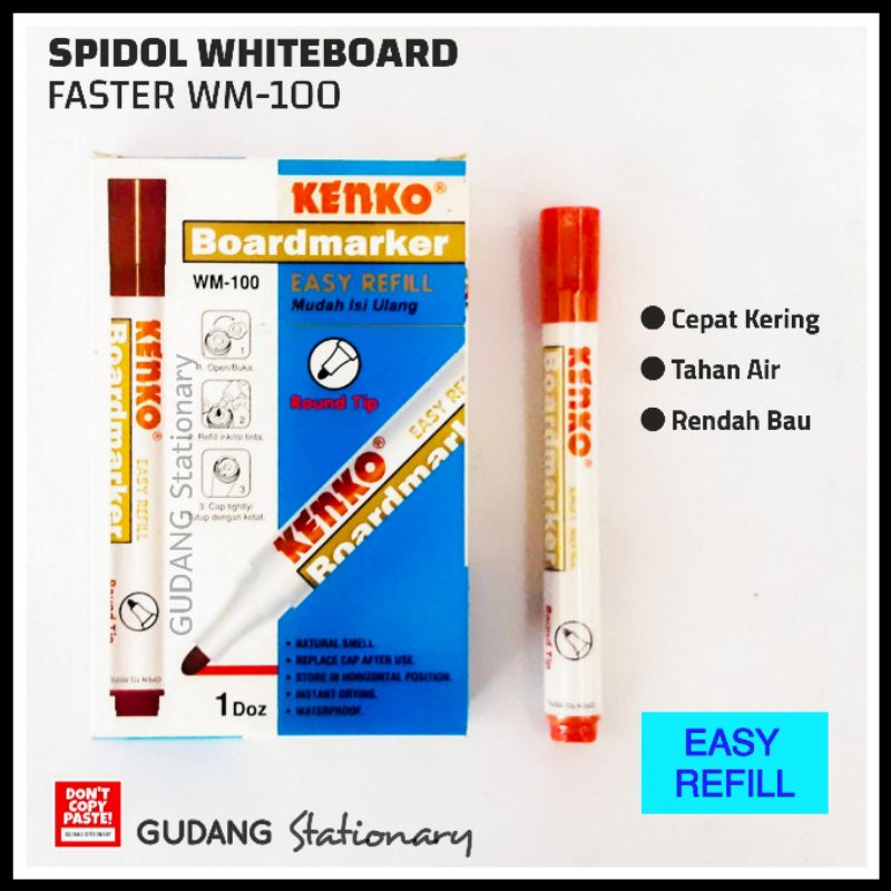 Spidol Boardmarker KENKO WM-100 [ Isi 12 Pcs ]