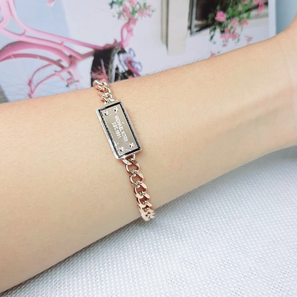 Gelang Titanium Rantai Tebal Motif Plate Rose Gold - BB562