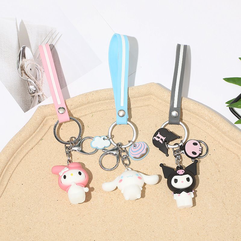 Sanrio Cute Keychain Kuromi Melody Hello Kitty Cinnamoroll Cartoon Character Bag Pendant