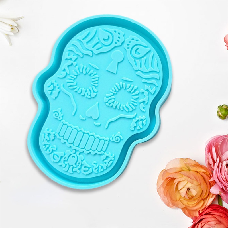 SIY  Resin Tray Mold Resin Skull Head Shape Tray Mold Serving Board Silicone Mold