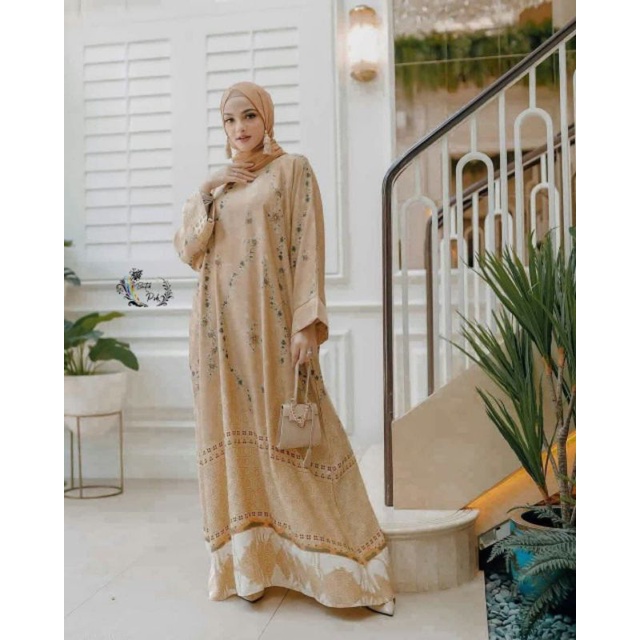 Helena Dress - Gamis Terbaru Maxmara Lux  Premium Dress Wanita Lengan Panjang Maxi Dress Kekinian LD 110 cm