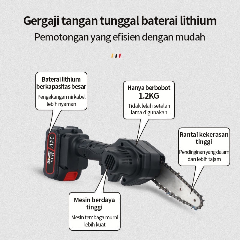 24 V &amp; 36 V Gergaji Listrik Rantai Elektrik Mini / Portable Genggam Lithium Charger Gergaji Baterai