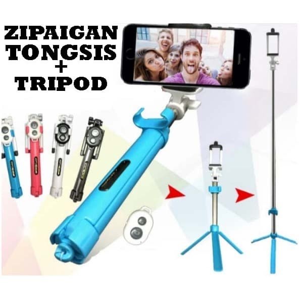 Tripod Selfie Stick Bluetooth Zipaigan WXY -01 - PUTIH / PINK